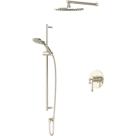 Rohl Amahle Pressure Balanced and Thermostatic Shower System with Shower Head, Hand Shower, Slide Bar, Shower Arm, Hose, and Valve Trim Polished Nickel