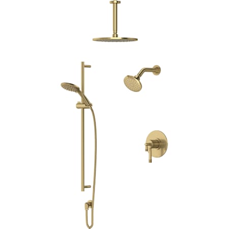 Rohl Amahle Pressure Balanced and Thermostatic Shower System with Shower Head, Hand Shower, Slide Bar, Shower Arm, Hose, and Valve Trim Antique Gold