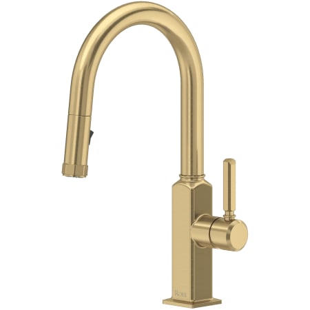 Rohl Apothecary 1.8 GPM Single Hole Pull Down Kitchen Faucet Antique Gold