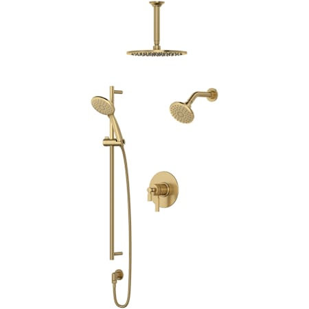 Rohl Apadana Brass Pressure Balanced, Thermostatic Shower System with Shower Head, Hand Shower, Slide Bar, Shower Arm, Hose, and Valve Trim Antique Gold
