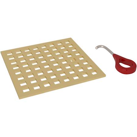 Rohl Matrix 5-1/8" x 5-1/8" Decorative Spa Shower Drain Cover Unlacquered Brass (Living Finish)