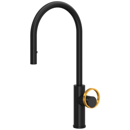 Rohl Eclissi 1.75 GPM Single Hole Pull Down Kitchen Faucet Matte Black / Satin Gold