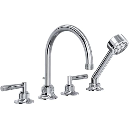 Rohl Graceline Deck Mounted Roman Tub Filler with Built-In Diverter - Includes Hand Shower Polished Chrome