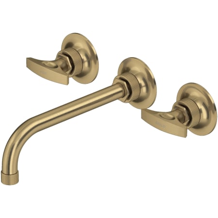 Rohl Graceline 1.2 GPM Wall Mounted Widespread Bathroom Faucet Antique Gold