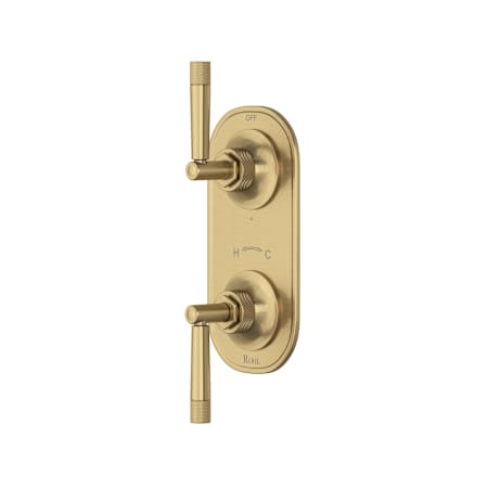 Rohl Graceline Five Function Thermostatic Valve Trim Only with Dual Lever Handles and Integrated Diverter - Less Rough In Antique Gold