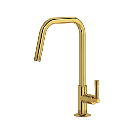 Rohl Graceline 1.8 GPM Single Hole Pull Down Kitchen Faucet Unlacquered Brass (Living Finish)