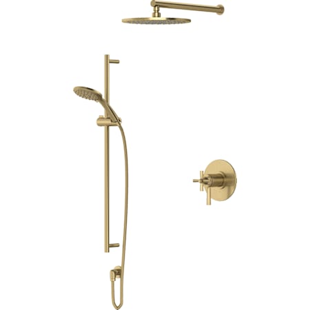 Rohl Modelle Pressure Balanced and Thermostatic Shower System with Shower Head, Hand Shower, Slide Bar, Shower Arm, Hose, and Valve Trim Antique Gold