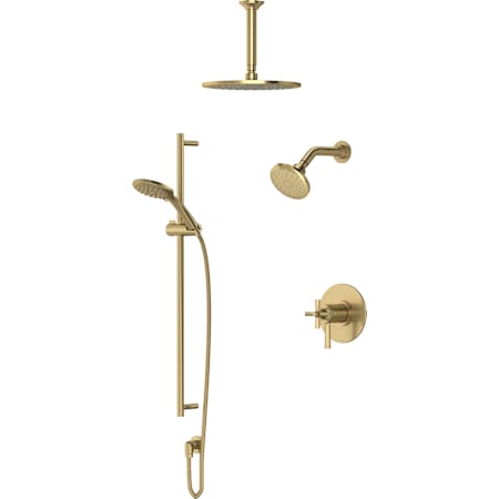 Rohl Modelle Pressure Balanced and Thermostatic Shower System with Shower Head, Hand Shower, Slide Bar, Shower Arm, Hose, and Valve Trim Antique Gold