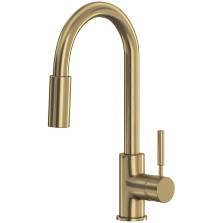 Rohl Lux 1.8 GPM Single Hole Pull Down Bar Faucet Antique Gold