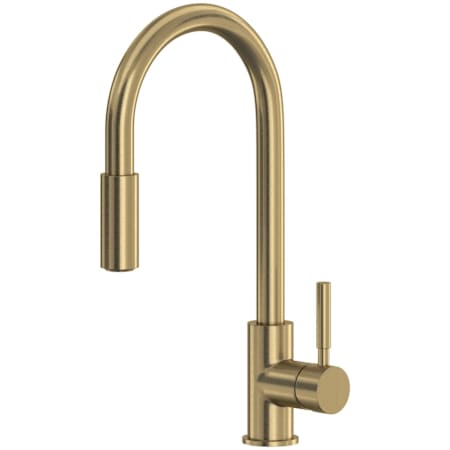 Rohl Lux 1.8 GPM Single Hole Pull Down Kitchen Sink Faucet Antique Gold