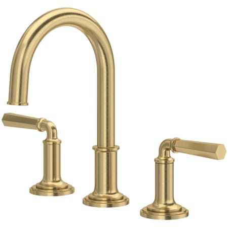 Rohl San Giovanni 1.2 GPM Widespread Bathroom Faucet with Pop-Up Drain Assembly with C-Spout Antique Gold