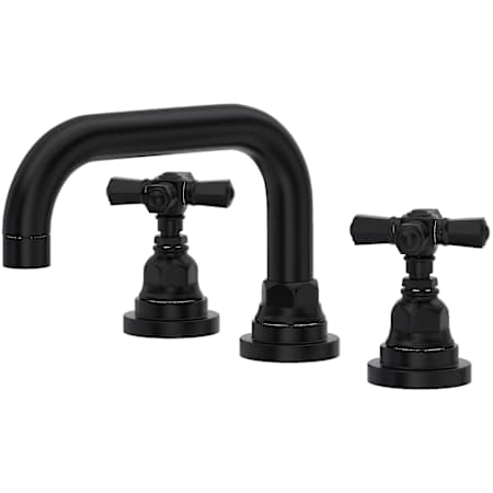 Rohl San Giovanni 1.2 GPM Widespread Bathroom Faucet with Pop-Up Drain Assembly Matte Black