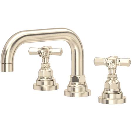 Rohl San Giovanni 1.2 GPM Widespread Bathroom Faucet with Pop-Up Drain Assembly Satin Nickel