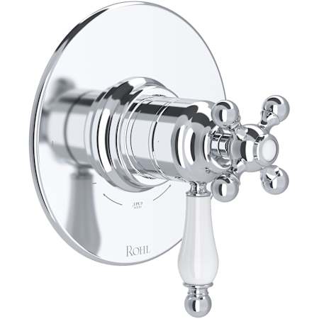 Rohl Arcana Two Independent Function Thermostatic Valve Trim Only with Single Cross / Lever Handle, Integrated Diverter, and Volume Control - Less Rough In Polished Chrome