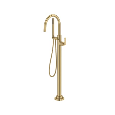 Rohl Apadana Floor Mounted Tub Filler with Built-In Diverter - Includes Hand Shower Antique Gold