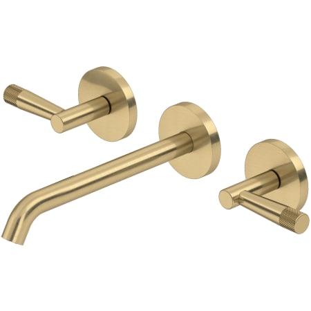 Rohl Amahle 1.2 GPM Wall Mounted Widespread Bathroom Faucet with Lever Handles Antique Gold