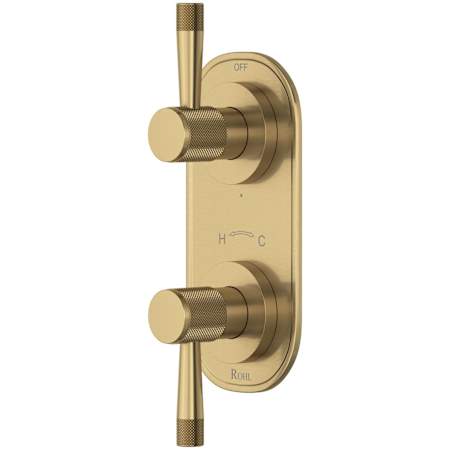 Rohl Amahle Five Function Thermostatic Valve Trim Only with Dual Lever Handles and Integrated Diverter - Less Rough In Antique Gold