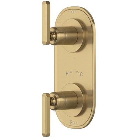 Rohl Apothecary Five Function Thermostatic Valve Trim Only with Dual Lever Handles and Integrated Diverter - Less Rough In Antique Gold