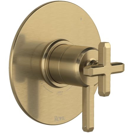 Rohl Apothecary Three Independent Function Thermostatic Valve Trim Only with Single Cross / Lever Handle, Integrated Diverter, and Volume Control - Less Rough In Antique Gold