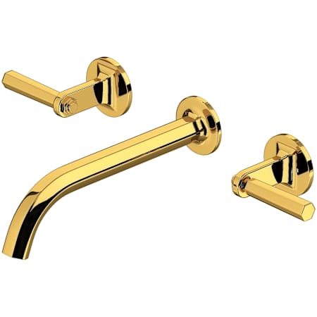 Rohl Modelle 1.2 GPM Wall Mounted Widespread Bathroom Faucet Unlacquered Brass (Living Finish)