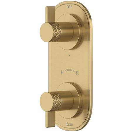 Rohl Tenerife Five Function Thermostatic Valve Trim Only with Dual Lever Handles and Integrated Diverter - Less Rough In Antique Gold