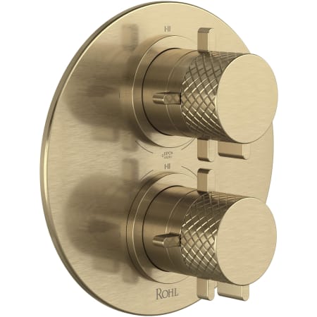 Rohl Tenerife Six Function Thermostatic Valve Trim Only with Dual Lever Handles, Integrated Diverter, and Volume Control - Less Rough In Antique Gold