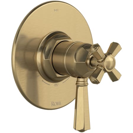 Rohl Two Independent and One Shared Function Thermostatic Valve Trim Only with Single Cross / Lever Handle, Integrated Diverter, and Volume Control - Less Rough In Antique Gold