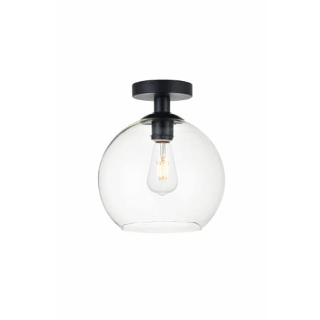Roseto Edgar Single Light 10" Wide Semi-Flush Globe Ceiling Fixture with Clear Glass Black / Clear