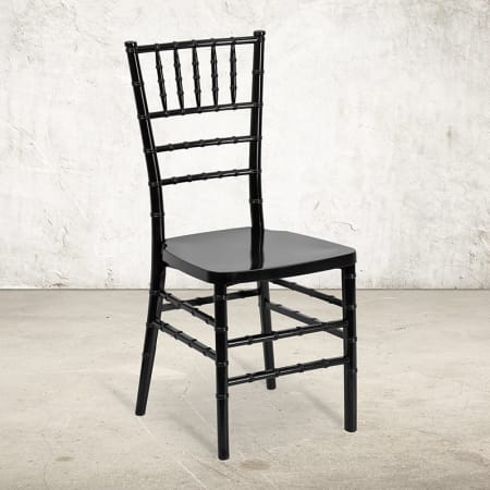 Roseto 16" Wide Resin Stacking Chiavari Wedding Reception Buffet Chair Black