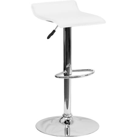 Roseto Contemporary 15" Wide Pedestal Base Low Back Adjustable Height Bar Stool with Waterfall Front White