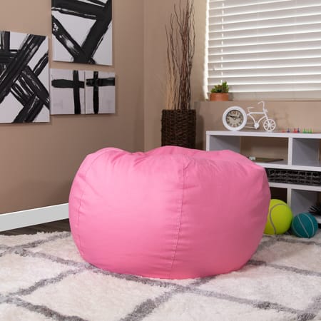 Roseto Large 42" Solid Color Refillable Oversized Bean Bag Chair Bright Pink