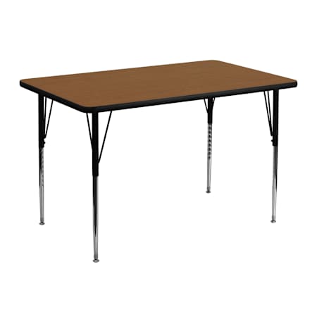 Roseto 48 Inch Wide Steel Framed Wood Top Adjustable Activity Table Brown