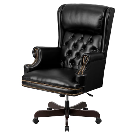 Roseto 27 Inch Wide LeatherSoft Blend Executive Swivel Chair with Arms Black