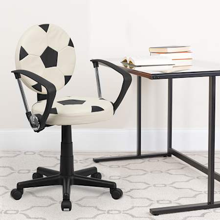 Roseto Soccer 23" Wide Youth Swivel Office Desk Chair with Soccer Ball Seat and Back N/A