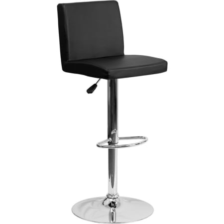 Roseto Contemporary 15.5" Wide Adjustable Height Bar Stool / Counter Stool with Panel Back and Chrome Base Black