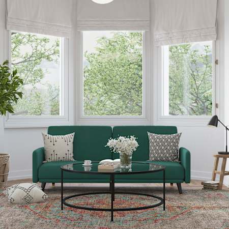 Roseto Atta 74" Wide Wood Framed Fabric Sofa Emerald