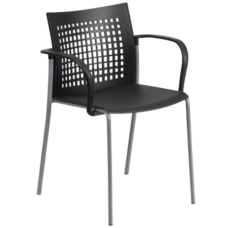 Roseto Hercules 22 Inch Wide Metal Framed Stackable Occasional Chair Black