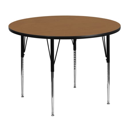 Roseto 48 Inch Round Steel Framed Wood Top Adjustable Activity Table Brown