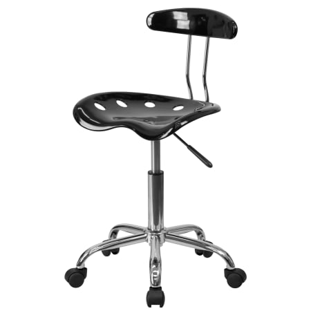 Roseto 17" Wide Metal Swivel Office Chair with Tractor Seat Black