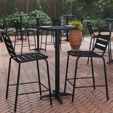 Roseto Delcina 23" Diameter Metal Top Aluminum Dining Table Black