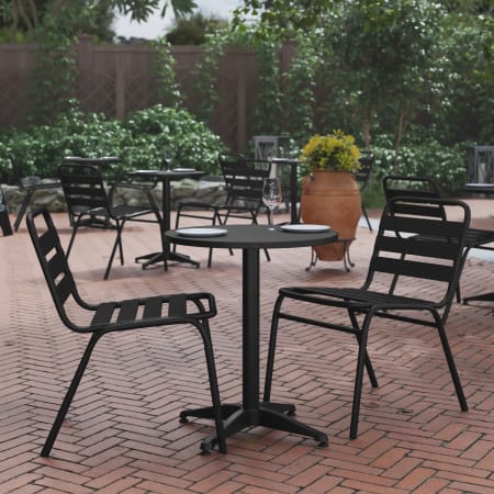 Roseto Delcina 24" Diameter Metal Top Aluminum Dining Table Black