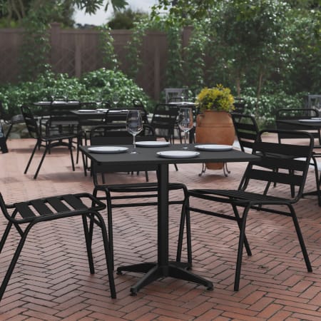 Roseto Delcina 32" Square Metal Top Aluminum Dining Table Black