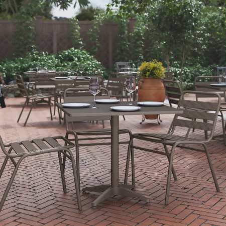 Roseto Delcina 32" Square Metal Top Aluminum Dining Table Bronze