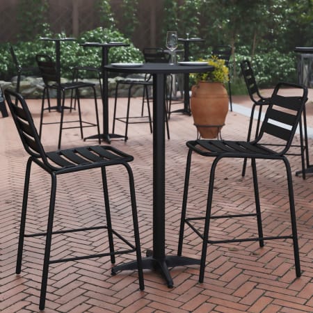 Roseto Delcina 24" Diameter Metal Top Aluminum Bar Height Dining Table Black
