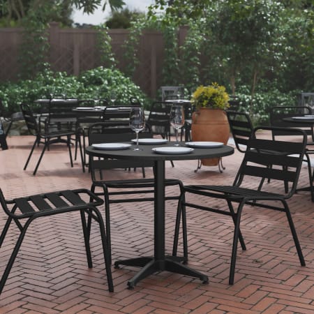 Roseto Delcina 32" Diameter Metal Top Aluminum Dining Table Black
