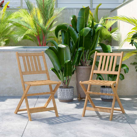 Roseto Kordula 17" Wide Two Piece Acacia Wood Dining Chair Set Natural