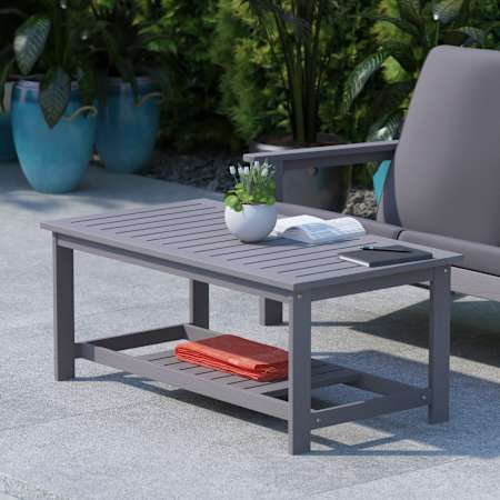 Roseto Keyla 45" Wide Resin Top Polystyrene Coffee Table Gray