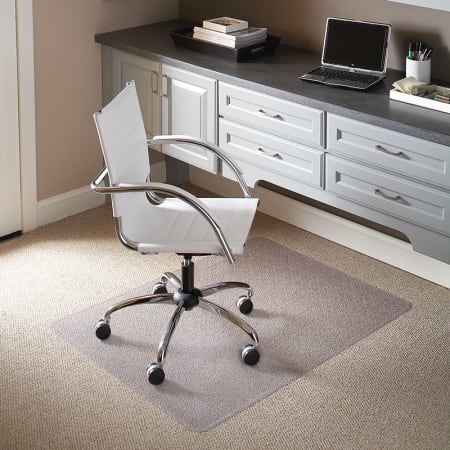 Roseto 45" X 53" Large Carpet Chair Mat - Office Chair Mat for Carpet - Low Pile Carpet Gray