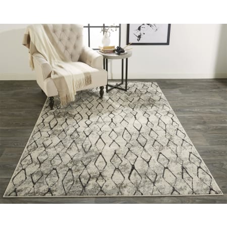 Roseto Chain 2-1/4' x 3' Cotton and Jute Farmhouse Trellis Rectangle Throw Rug From the Bella Collection Sand / Charcoal