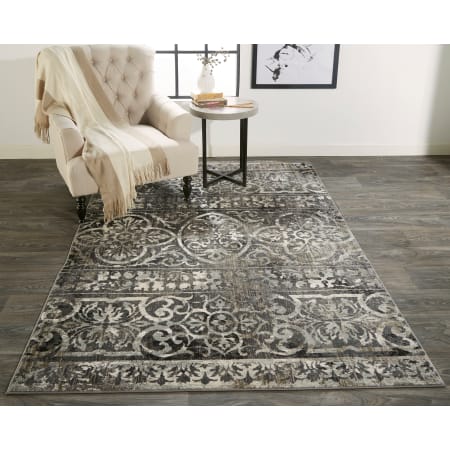 Roseto Glyph 2-1/4' x 3' Cotton and Jute Abstract and Transitional Rectangle Throw Rug From the Bella Collection Charcoal / Ivory
